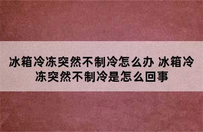 冰箱冷冻突然不制冷怎么办 冰箱冷冻突然不制冷是怎么回事